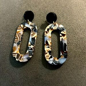 Blue and brown acrylic earrings